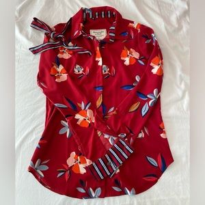 Abercrombie floral satin button-up shirt